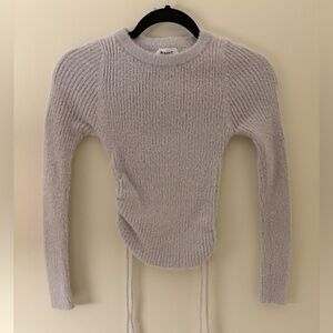 Princess Polly Light Gray Knit Top Ruched Sides Feminine Coquette Girlhoodcore